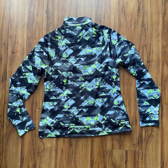 Fila Running Quarter Zip Jacket Green/Gray Abstract Geometric Small Fila Sport - Picture 6 of 11